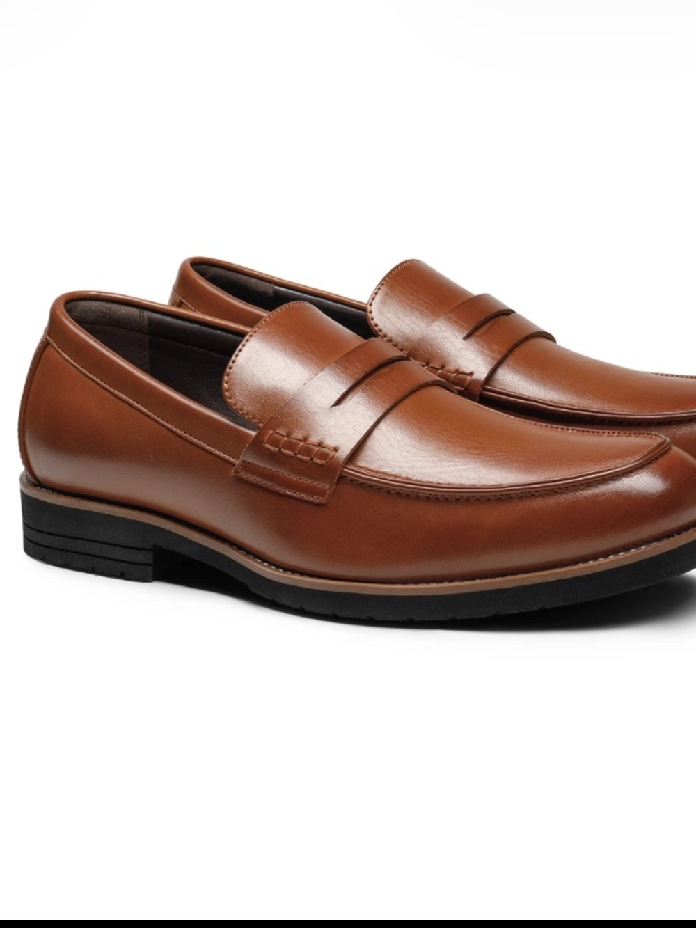 Bruno Marc Men's Brown Leather Penny Loafers - Slip-On Dress Shoes - Picture 3 of 6